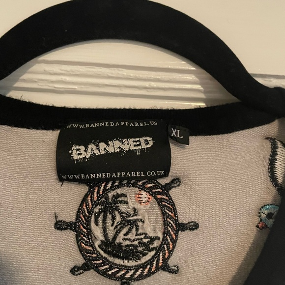 EUC Banned Apparel ‘Lock and Key' Black and White Contrast Cardigan XL - Picture 6 of 8